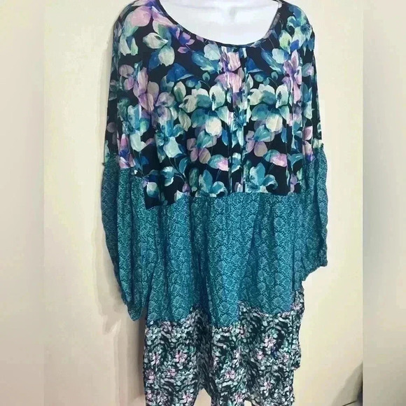 Soft surroundings Night Bloom Balloon Sleeve Dress Size Large NWOT - Picture 2 of 7